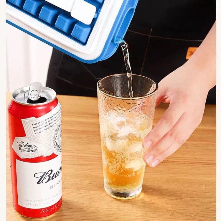 2 In 1 Folding Ice Tray, Blue Folding Ice Box, Silicone Ice Lattice Mold Water Bottle 2 In 1 Folding Ice Tray, Blue Folding Ice Box, Silicone Ice Lattice Mold Water Bottle